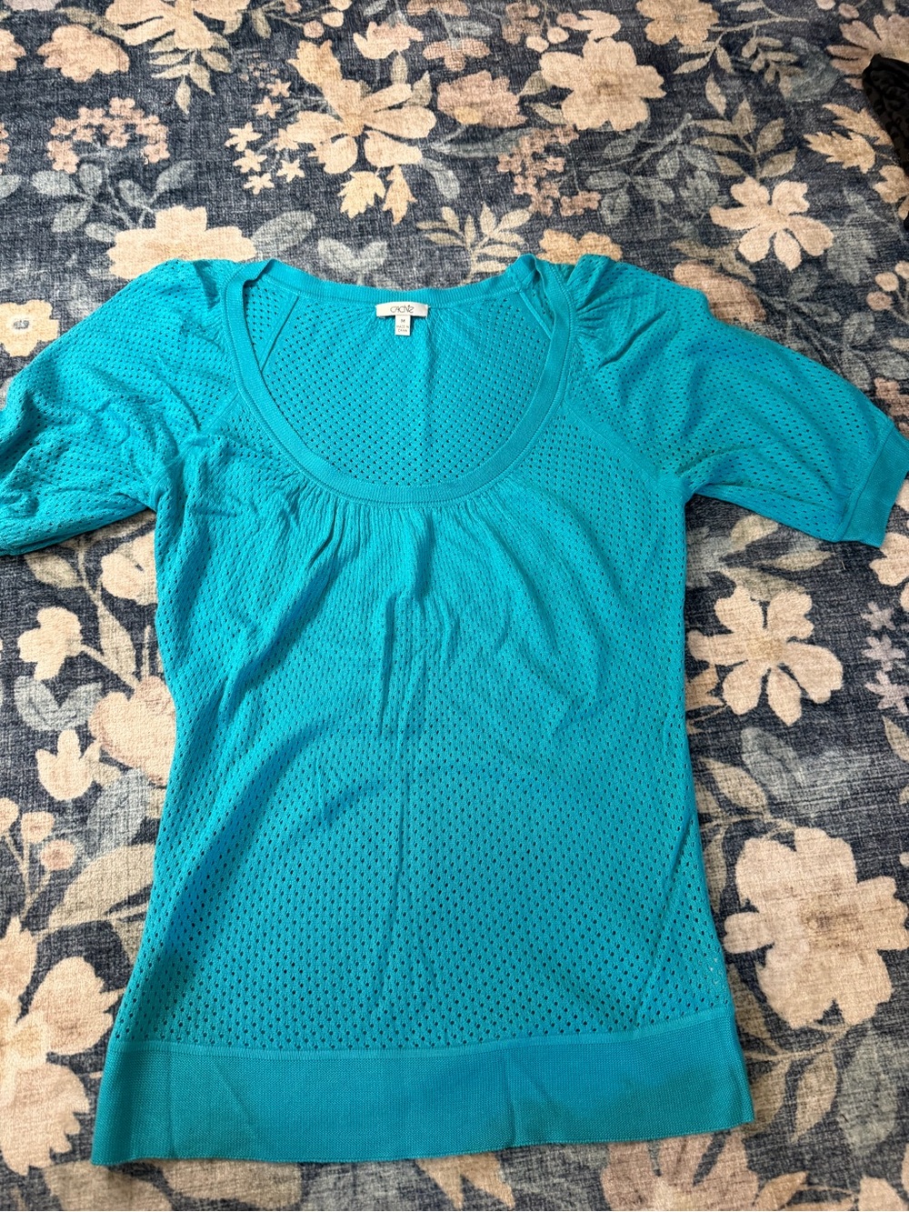 Cache Women's Teal Scoop Neck Short Sleeve Top